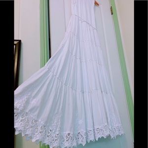 LANE BRYANT White Tiered Cotton Maxi Dress